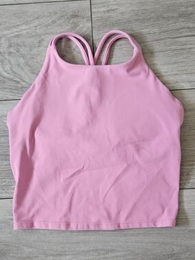 Athleta Girl Pink Tank Long Distance Strappy Built in Bra Large 12